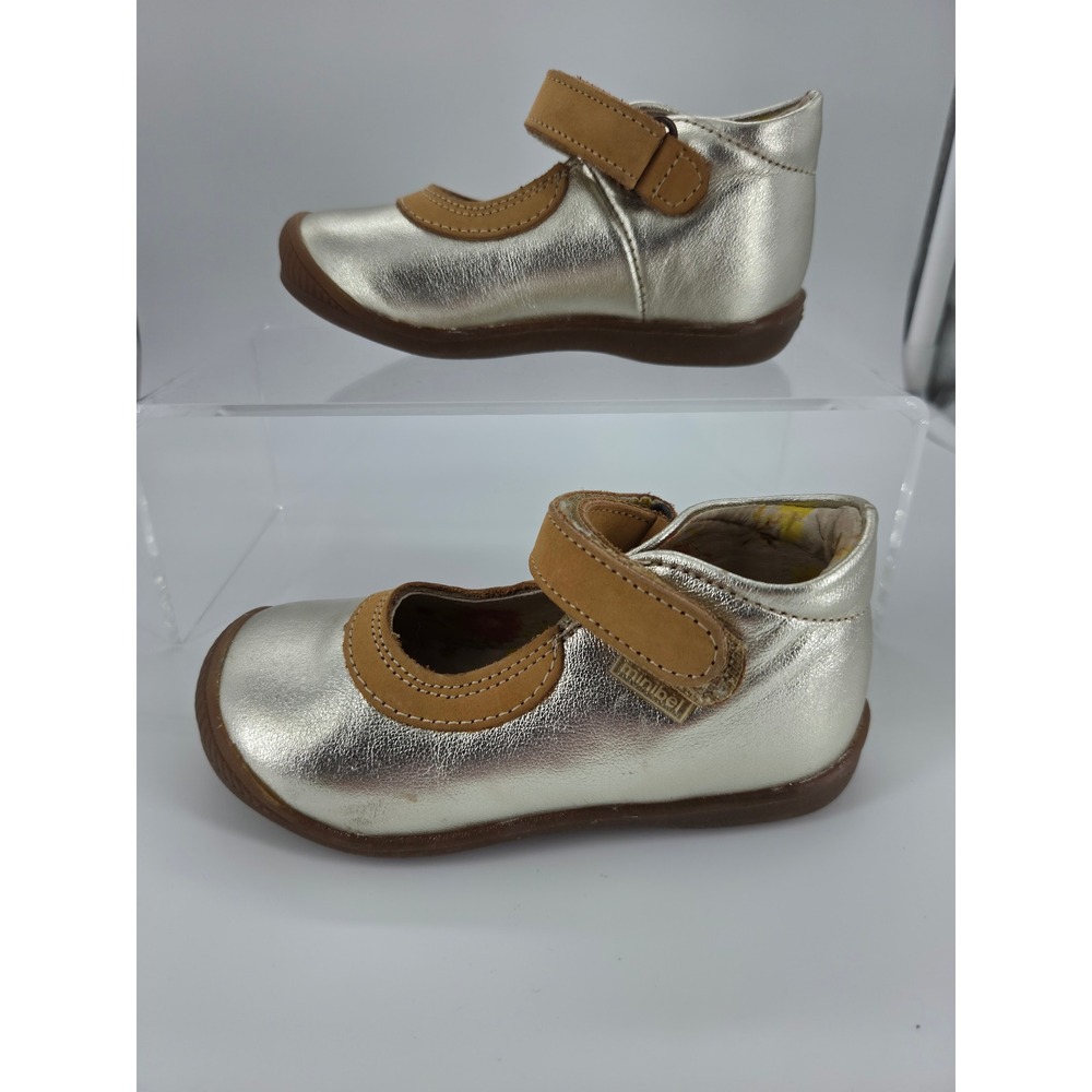 Minibel Ana Toddler Girls Metallic Silver Leather Mary Jane Shoes EU 23 US 7